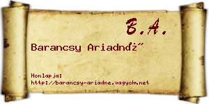 Barancsy Ariadné névjegykártya